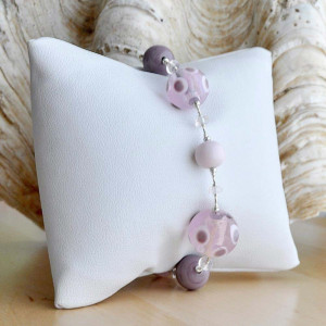 Lilac amber murano glass jewelry bracelet