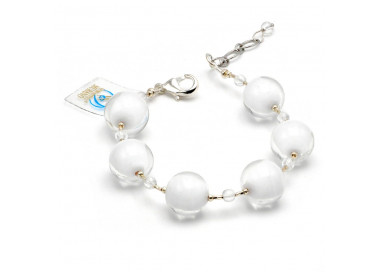 Pulsera blanca de cristal de murano de venecia