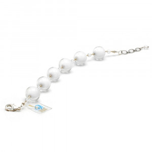 Pulsera de  cristal blanco de murano de venecia