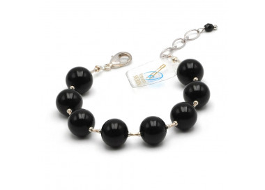 Pulsera negra de verdadero cristal de murano venecia