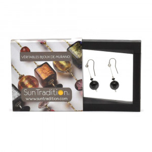 Black genuine murano glass earrings campione