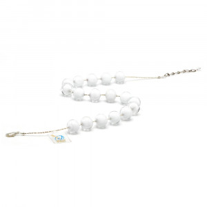 Collier blanc en verre de murano de venise