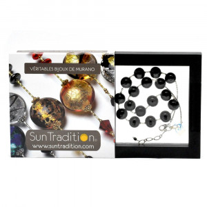 Ball noires -  collier noir en veritable verre de murano de venise