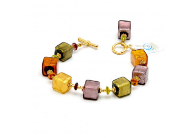 Bernsteinfarben gold und lila murano glas armband