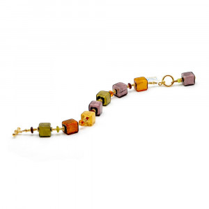  armband bernsteinfarben gold und lila  echtes murano glas