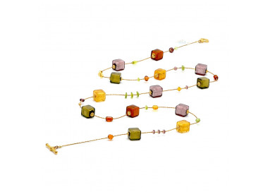 Lange ketting lang amber en goud, en parma echt murano glas