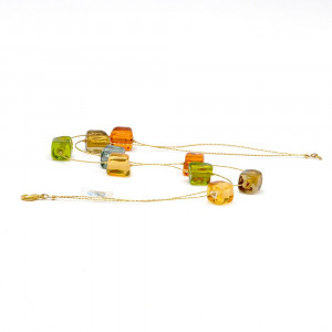 Cubo sciogliendo - collar multi-coloured genuine murano glass of venice