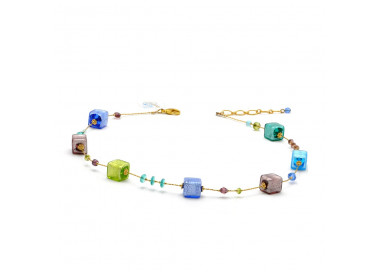 Kraag multicolor - ketting-blauw-sieraden originele murano glas van venetië