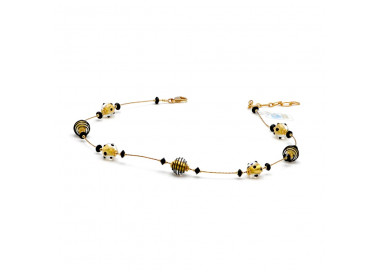 Kette schwarz und gold aus murano glas