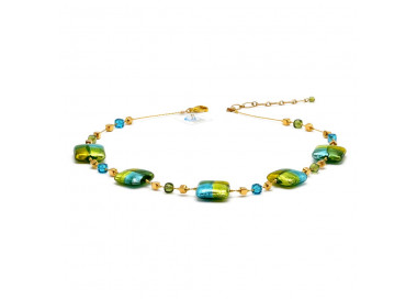 Collar quadrifoglio verde joya en verdadero cristal de murano de venecia