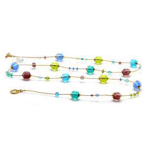 Collier verre de murano long bleu