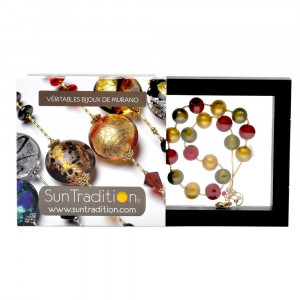 Ball satin - collier rouge en veritable verre de murano