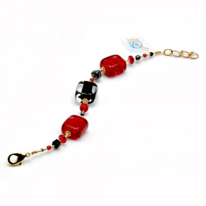 Schissa rood-en-zwart - armband murano rood en zwart