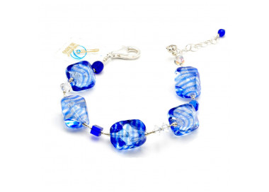 Sasso rigadin blue collar in real murano glass  venice