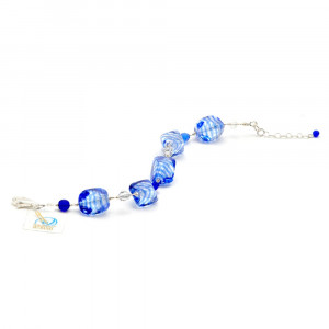 Pulseira de cristal murano azul transparente sasso