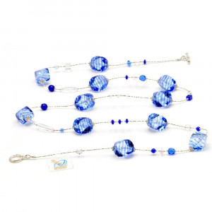 Collar azul largo en verdadero cristal de murano venecia