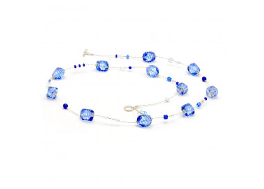 Colar de cristal murano longo azul