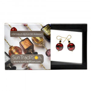 Boucles d'oreilles rouge verre