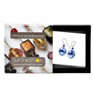 Boucles d'oreilles bleu verre