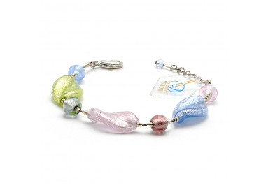 Pulsera de plata y cristal de murano verdadero de venecia