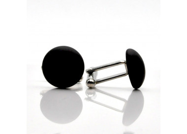 Round black satin glass cufflinks in real murano glass venice