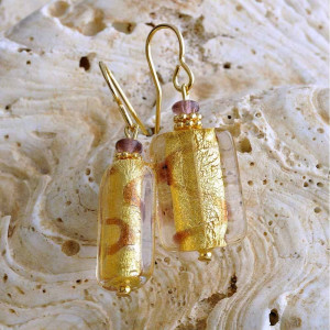 Aretes cristal murano  oro joyas en verdadero cristal de murano venecia