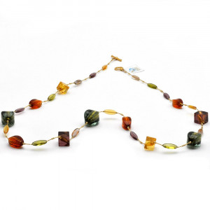 Collier en verre de murano ambre en veritable verre de murano de venise