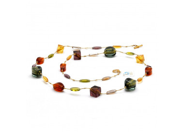 Collier en verre de murano ambre en veritable verre de murano de venise