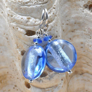 Oorbellen blauw murano glas