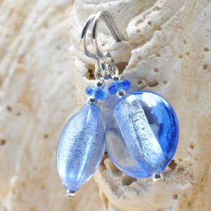 Boucles d'oreilles bleues en verre de murano