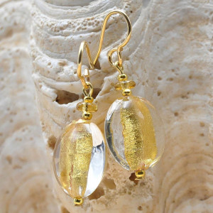 Pastiglia ácido piccoli - aretes tranparentes de oro de cristal de murano