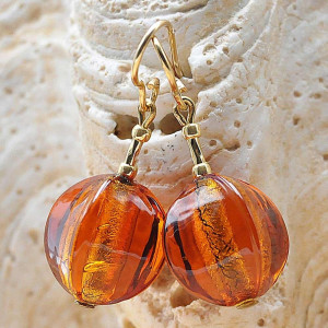 Boucles d'oreilles ambre en verre de murano