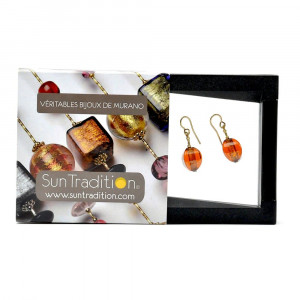 Boucles d'oreilles ambre en verre de murano