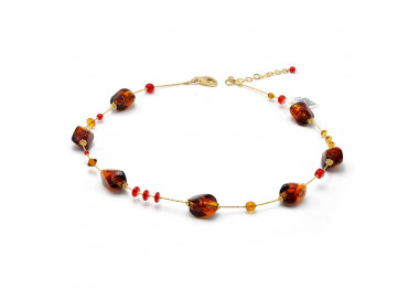  collana in vetro di murano ambra e rosso