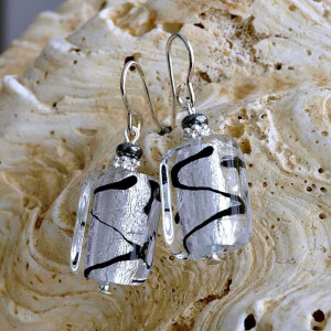 Silver murano glass earrings