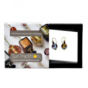 Ball murrina black - earrings murrina black jewelry genuine murano glass of venice