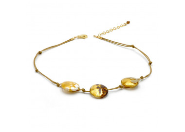 Gold pellets necklace murano glass