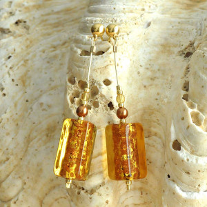  boucles d'oreilles pendantes or en veritable verre de murano de venise