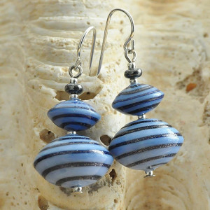 Blue aventurine murano glass earrings