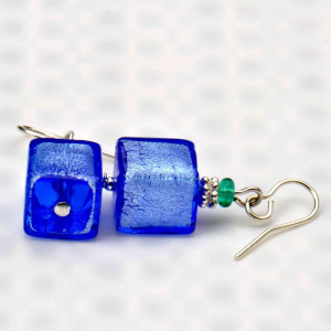 Aretes cristal murano azul joya cristal murano genuino de venecia