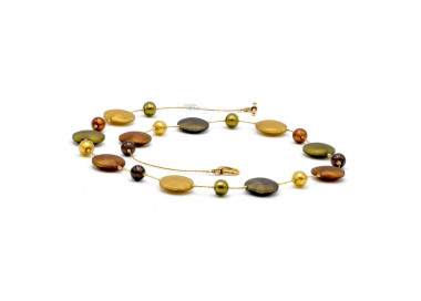 Long gold murano glass necklace