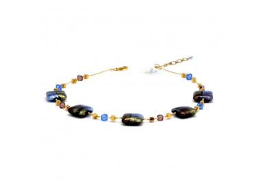 Quadrifoglio ketting blauw juweel, originele murano glas van venetië