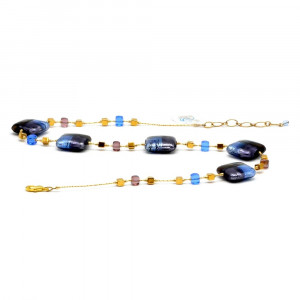 Quadrifoglio ketting blauw juweel, originele murano glas van venetië