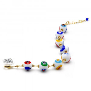 Armband murrine witte parels millefiori in real-murano-glas