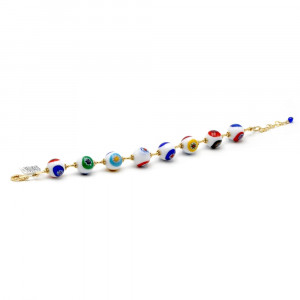 Bal murrine-wit - goud armband murrine witte parels millefiori in real-murano-glas