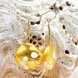 Gold murano glass earrings