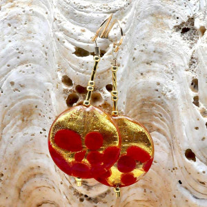  ohrringe rot und gold muranoglas aus venedig