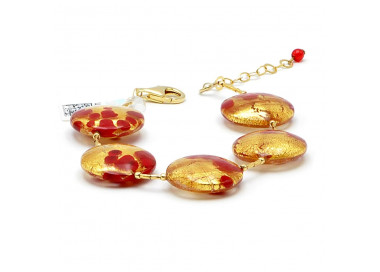 Puesta de sol vce - pulsera de oro rojo de auténtico cristal de murano