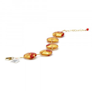 Puesta de sol vce - pulsera de oro rojo de auténtico cristal de murano