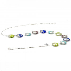  collier en verre de murano bleu et argent